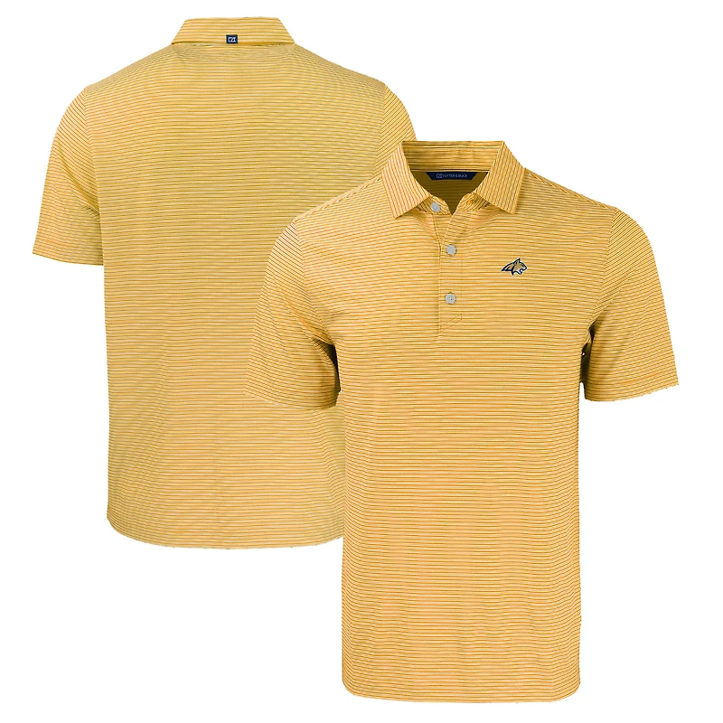 Polo extensible recyclé à double rayure Forge Eco pour homme, couleur or/blanc, des Montana State Bobcats