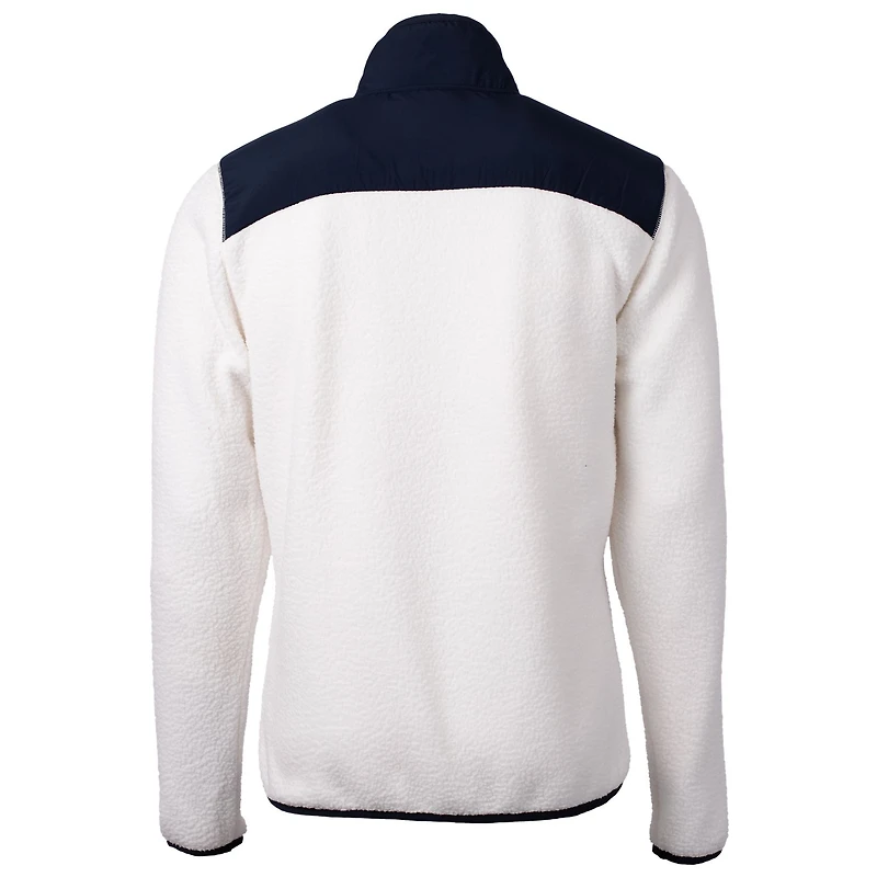 Men's Cutter & Buck White/Navy Montana State Bobcats Big Tall Cascade Eco Sherpa Fleece Full-Zip Jacket