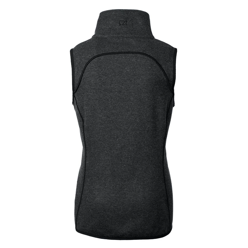 Gilet asymétrique en tricot à fermeture éclair intégrale pour femme Cutter & Buck Heather Charcoal Montana State Bobcats Vault Mainsail
