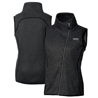 Gilet asymétrique en tricot à fermeture éclair intégrale pour femme Cutter & Buck Heather Charcoal Montana State Bobcats Vault Mainsail