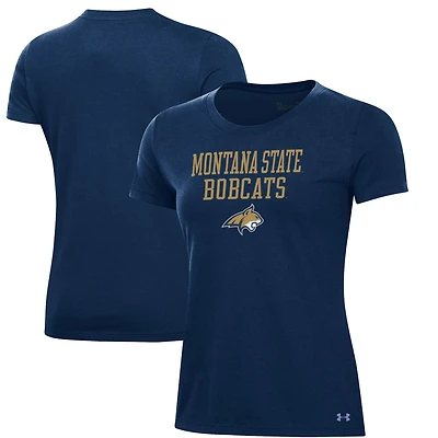 T-shirt de performance Under Armour bleu marine Montana State Bobcats pour femmes