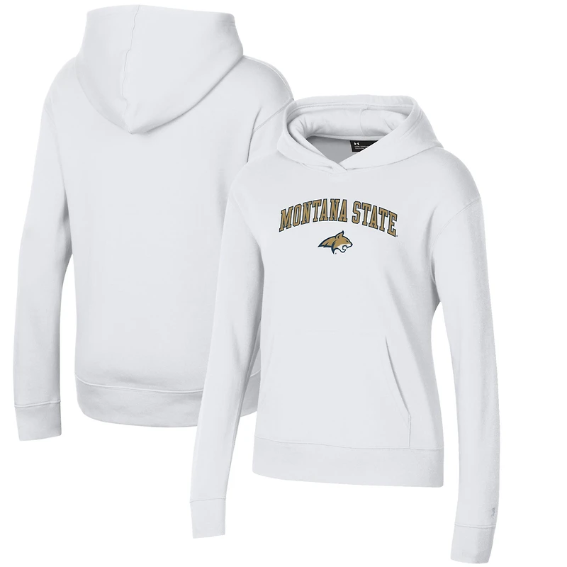 Sweat à capuche Under Armour blanc pour femme, motif Bobcats de l'État du Montana.