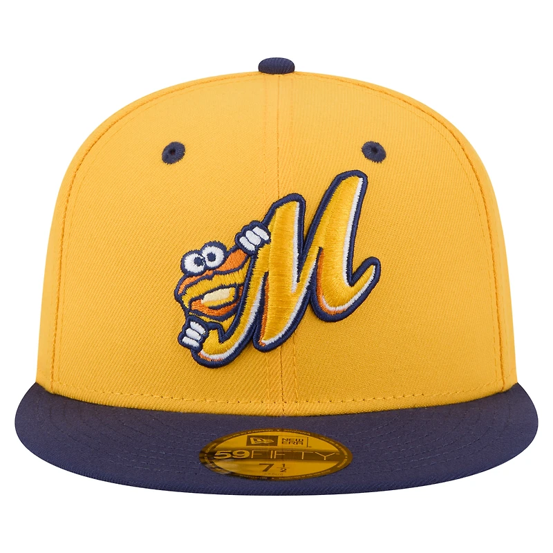 Casquette ajustée Montgomery Biscuits Authentic Collection 59FIFTY pour homme de New Era, couleur or/bleu marine