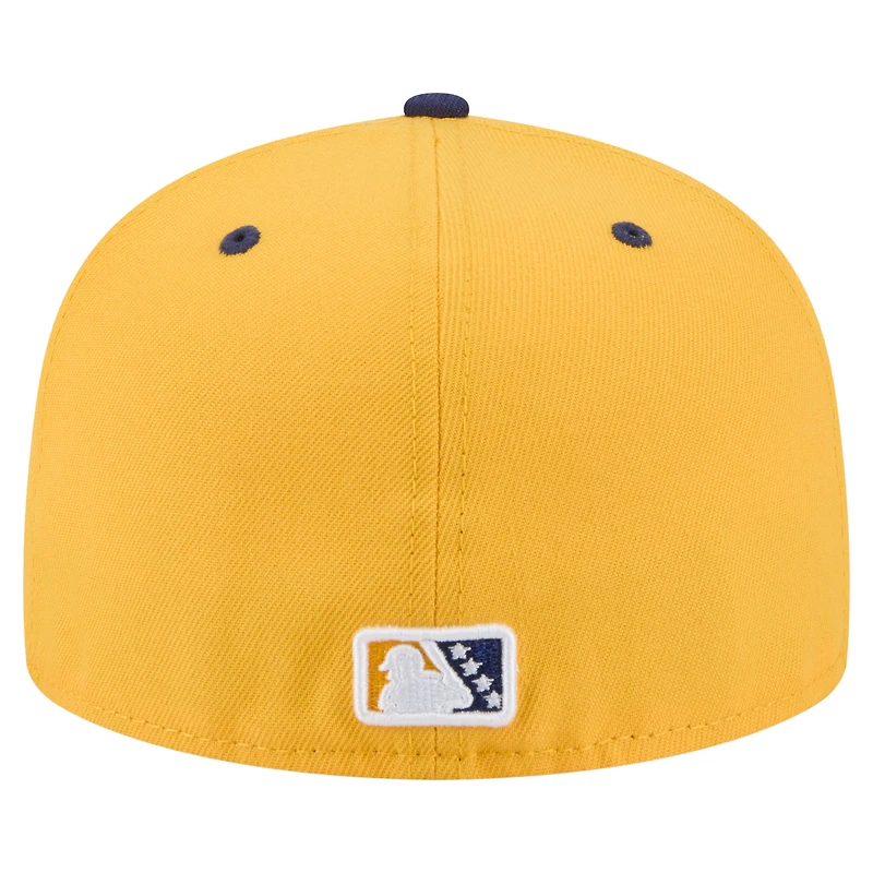 Men's New Era  Gold/Navy Montgomery Biscuits Authentic Collection 59FIFTY Fitted Hat