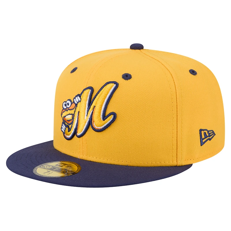 Casquette ajustée Montgomery Biscuits Authentic Collection 59FIFTY pour homme de New Era, couleur or/bleu marine