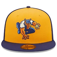 Casquette ajustée 59FIFTY Montgomery Biscuits Marvel x Minor League New Era pour homme, or/bleu marine