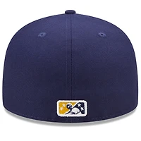 Casquette ajustée 59FIFTY Montgomery Biscuits Marvel x Minor League New Era pour homme, or/bleu marine