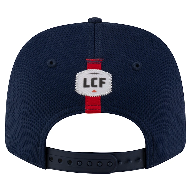 Casquette extensible à bouton-pression New Era bleu foncé pour homme, Alouettes de Montréal, Sideline 9SEVENTY