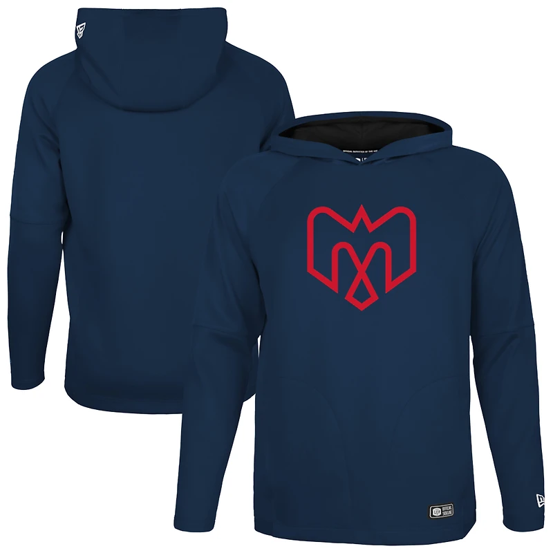 Men's New Era Navy Montreal Alouettes 2026 Sideline Metam Raglan Hoodie