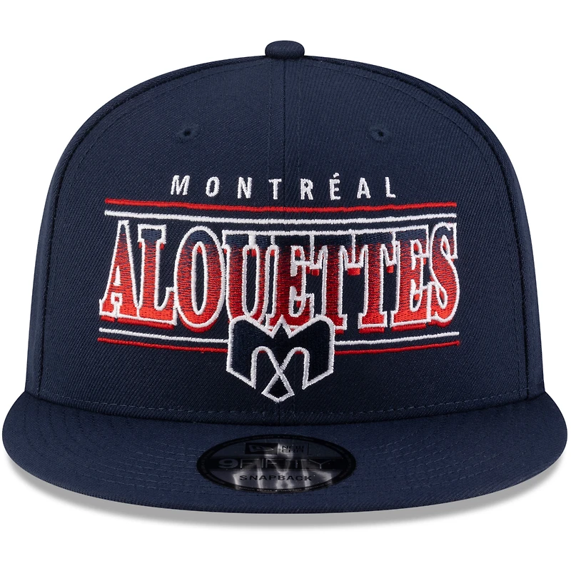 Casquette Snapback 9FIFTY Sideline des Alouettes de Montréal New Era bleu marine pour homme
