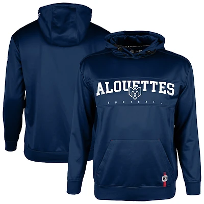 Men's New Era Navy Montreal Alouettes Sideline Performance Pullover Hoodie