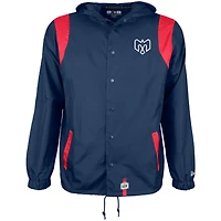 Veste d'entraîneur New Era bleu marine à boutons et indéchirable pour homme des Alouettes de Montréal
