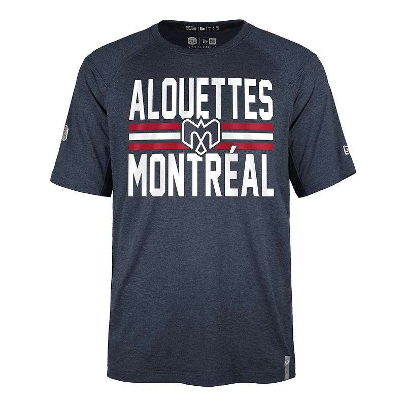 T-shirt 5th & Ocean by New Era pour homme, bleu marine, Alouettes de Montréal, touche performance universitaire