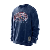 Men's New Era Navy Montreal Alouettes Turf Traditions Vintage Fleece Crewneck Sweatshirt