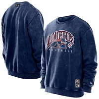 Men's New Era Navy Montreal Alouettes Turf Traditions Vintage Fleece Crewneck Sweatshirt