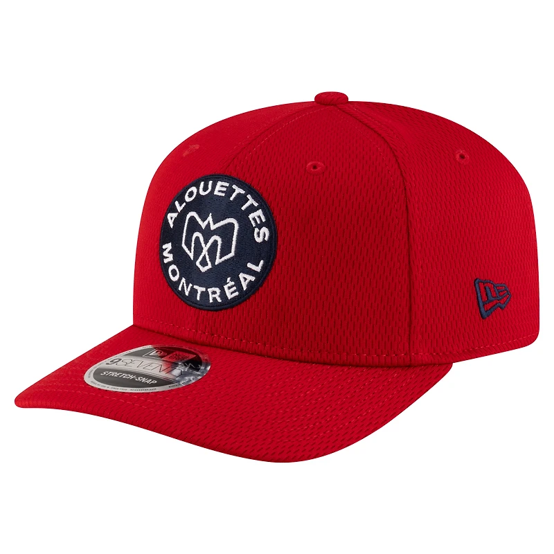 Casquette extensible à bouton-pression New Era rouge pour homme, Alouettes de Montréal, Sideline Alternate 9SEVENTY