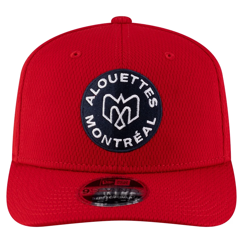 Casquette extensible à bouton-pression New Era rouge pour homme, Alouettes de Montréal, Sideline Alternate 9SEVENTY