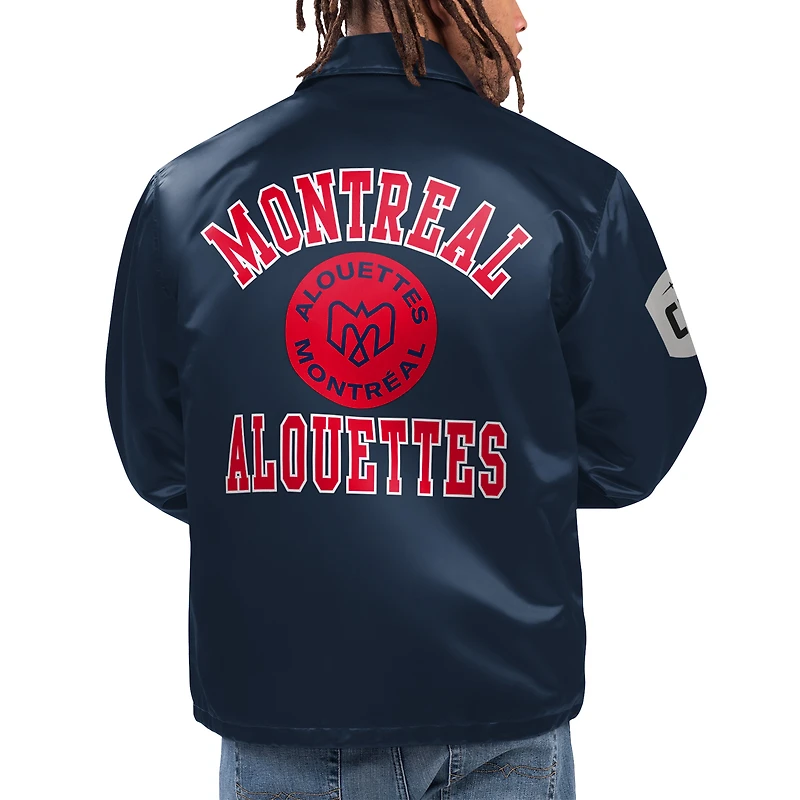 Men's Starter Navy Montreal Alouettes Option Route Full-Snap Coaches Jacket