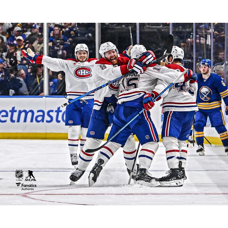 Alex Newhook Montreal Canadiens Unsigned 2026 Stanley Cup Playoffs Second Round Game 7 Overtime Goal Celebration Photograph