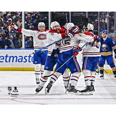 Alex Newhook Montreal Canadiens Unsigned 2026 Stanley Cup Playoffs Second Round Game 7 Overtime Goal Celebration Photograph