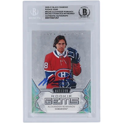Alexander Romanov Montreal Canadiens Autographed 2020-21 Upper Deck Black Diamond Rookie Gems #RG-AR #47/399 Beckett Fanatics Witnessed Authenticated 10 Rookie Card