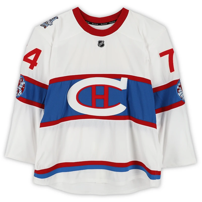 Alexei Emelin Montreal Canadiens Practice-Used #74 White Reebok Jersey vs. Boston Bruins on January 1, 2016 - NHL Winter Classic - Worn During Warm-Ups