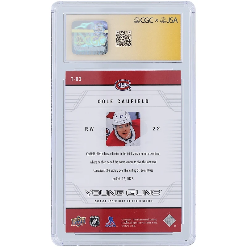 Carte recrue autographiée 9/10 des Canadiens de Montréal 2021-22 Upper Deck Extended Series 06-07 Retro Young Guns #T-82 CGC Fanatics Witnessed