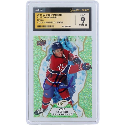 Carte recrue autographiée 9/10 Upper Deck Ice Green #122 des Canadiens de Montréal 2021-22 CGC Fanatics Witnessed