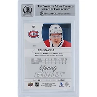 Carte recrue 9/10 autographiée par Cole Caufield des Canadiens de Montréal 2021-22 Upper Deck Series 1 Young Guns #201 Beckett Fanatics Witnessed Authenticated
