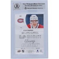 Carte de recrue autographiée 2021-22 Upper Deck Young Guns #201 Beckett par Cole Caufield des Canadiens de Montréal, fanatiques témoins, numéro 10 authentifié