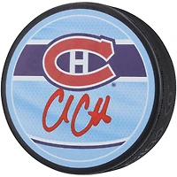 Rondelle de hockey rétro inversée autographiée par Cole Caufield des Canadiens de Montréal 2022-23