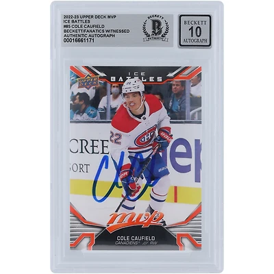Cole Caufield Canadiens de Montréal autographiés 2022-23 Upper Deck MVP Ice Battles #85 Beckett Fanatics Witnessed Carte authentifiée