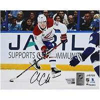 Cole Caufield Montreal Canadiens Autographed 8" x 10" White Jersey Shooting Photograph - Limited Edition of 122