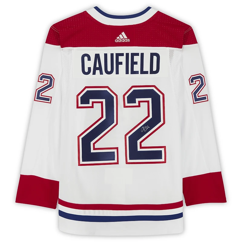 Maillot authentique adidas blanc autographié par Cole Caufield des Canadiens de Montréal