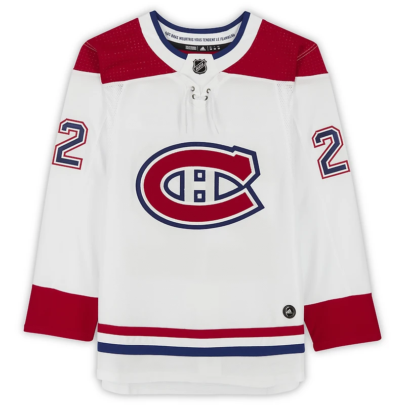 Maillot authentique adidas blanc autographié par Cole Caufield des Canadiens de Montréal