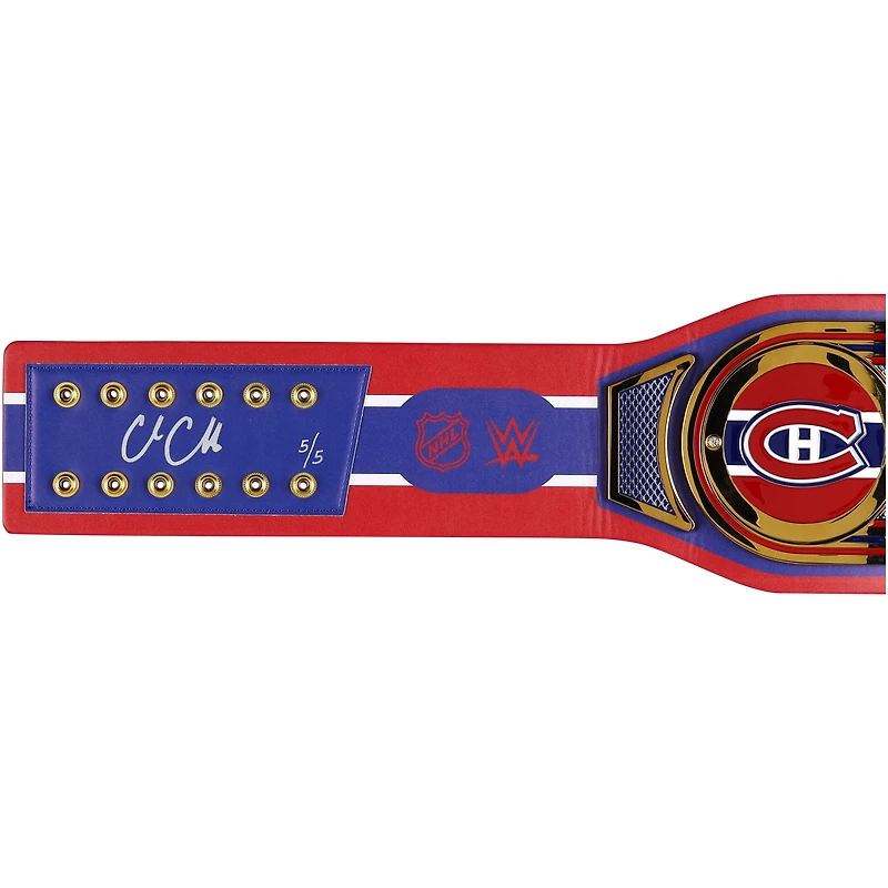 Ceinture de titre WWE Legacy autographiée par Cole Caufield des Canadiens de Montréal avec inscription « Goal Caufield » - Édition limitée #5/5