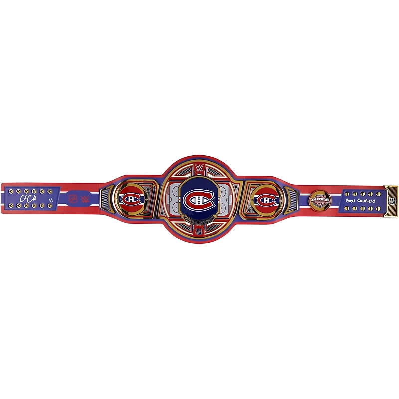 Ceinture de titre WWE Legacy autographiée par Cole Caufield des Canadiens de Montréal avec inscription « Goal Caufield » - Édition limitée #5/5