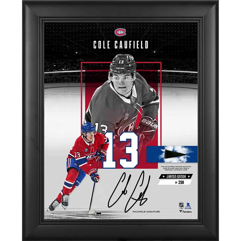 Cole Caufield Montreal Canadiens Facsimile Signature Framed 11" x 14" Impact Collage with a Piece of Game-Used Puck - Limited Edition of 250