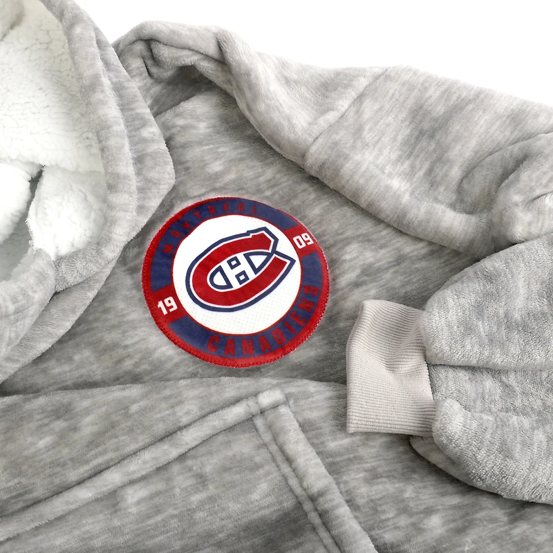 Gray Montreal Canadiens Game Time Hoodie Blanket