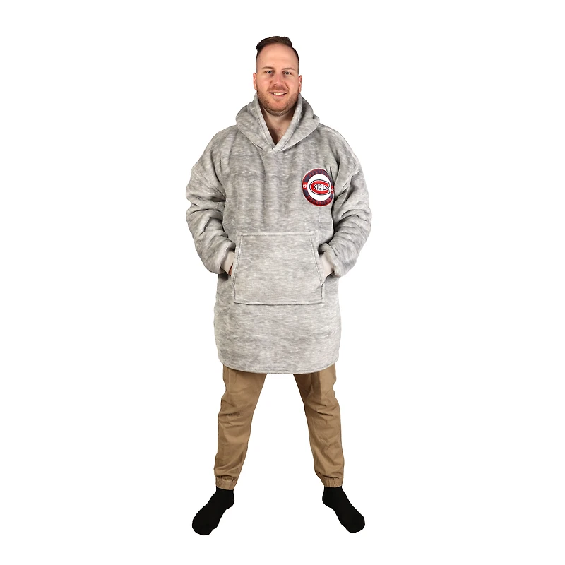 Gray Montreal Canadiens Game Time Hoodie Blanket