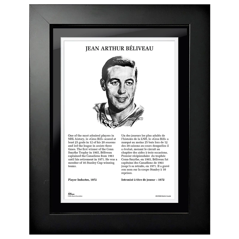Jean Béliveau Canadiens de Montréal - 1972 Legends Line 12'' x 16'' Photo encadrée