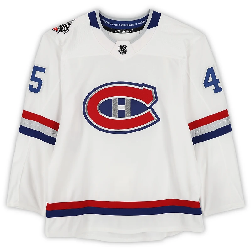 Joe Morrow Montreal Canadiens Player-Issued #45 White adidas Jersey vs. Ottawa Senators on December 16, 2017 - NHL 100 Classic
