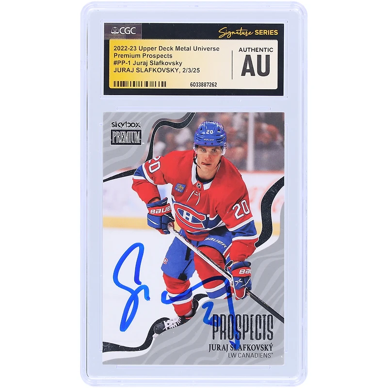 Juraj Slafkovsky Montreal Canadiens Autographed 2022-23 Upper Deck Metal Universe Premium Prospects #PP-1 CGC Fanatics Witnessed Authenticated Rookie Card