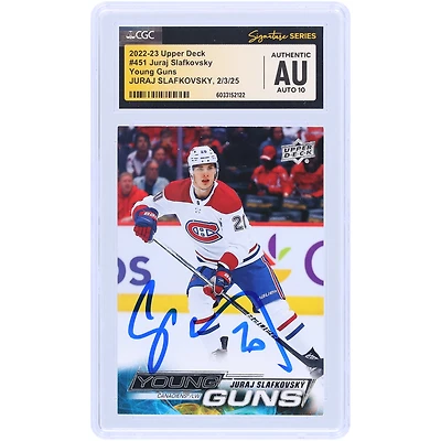 Juraj Slafkovsky Montreal Canadiens Autographed 2022-23 Upper Deck Series 2 Young Guns #451 CGC Fanatics Witnessed Authenticated Auto 10 Rookie Card