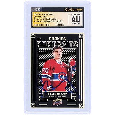 Juraj Slafkovsky Montreal Canadiens Autographed 2022-23 Upper Deck UD Portraits #P-74 CGC Fanatics Witnessed Authenticated Auto 10 Card
