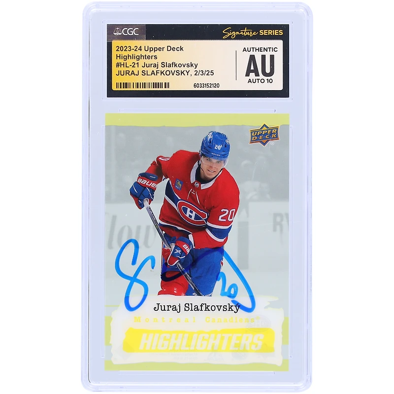 Juraj Slafkovsky Montreal Canadiens Autographed 2023-24 Upper Deck Highlighters #HL-21 CGC Fanatics Witnessed Authenticated Auto 10 Card