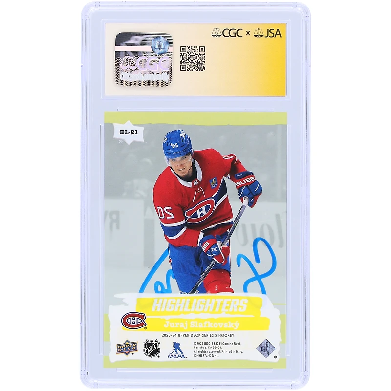Juraj Slafkovsky Montreal Canadiens Autographed 2023-24 Upper Deck Highlighters #HL-21 CGC Fanatics Witnessed Authenticated Auto 10 Card