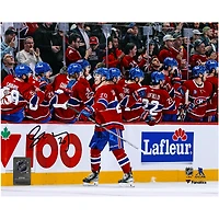 Juraj Slafkovsky Montreal Canadiens Autographed 8" x 10" Red Jersey Celebrating Photograph