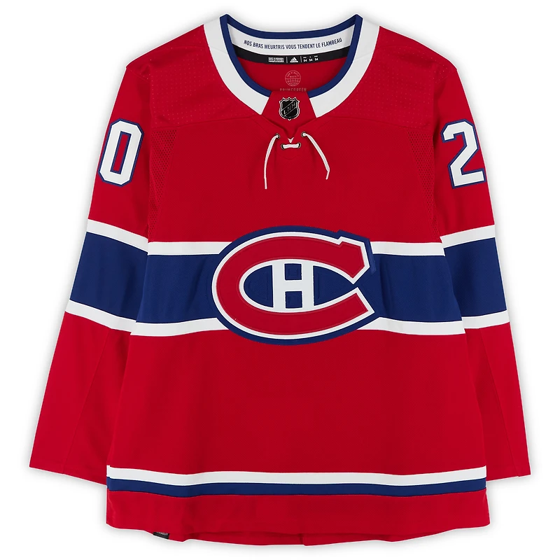 Maillot authentique adidas rouge autographié par Juraj Slafkovsky des Canadiens de Montréal avec inscription « 1st NHL HT 4-9-24 » - Édition limitée à 25 exemplaires