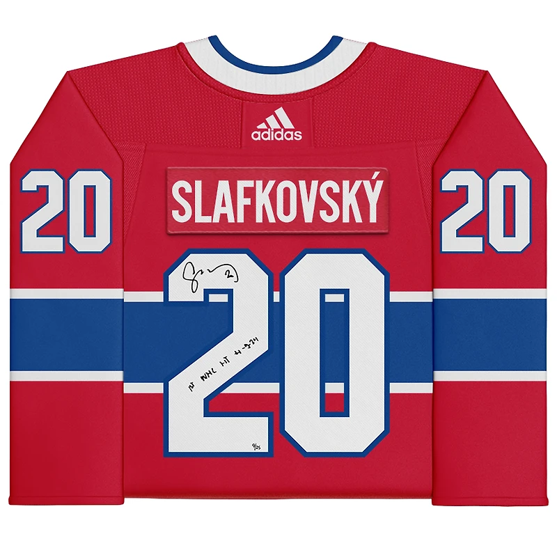 Juraj Slafkovsky Montreal Canadiens Autographed Red adidas Authentic Jersey with "1st NHL HT 4-9-24" Inscription - Limited Edition of 25
